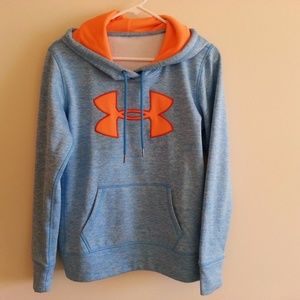 Blue Hoodie Orange Logo Womens Sm 